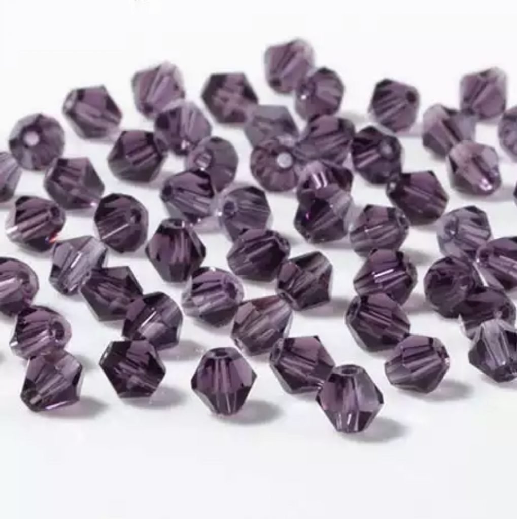 Karoliukai Bicone 4mm Violet (violetinė)