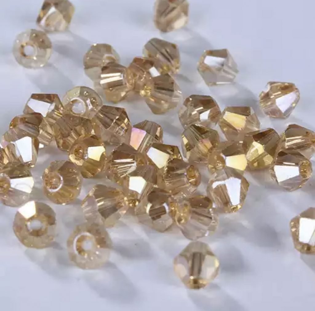 Karoliukai Bicone 4mm Gold AB
