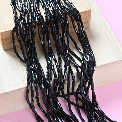 Biseris Bugle Beads 1'' Facetted Black 23980