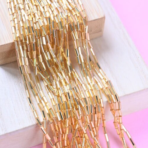 Bugle Beads 2" Facetted Gold 17020
