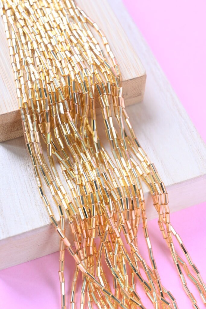 Bugle Beads 2" Facetted Gold 17020