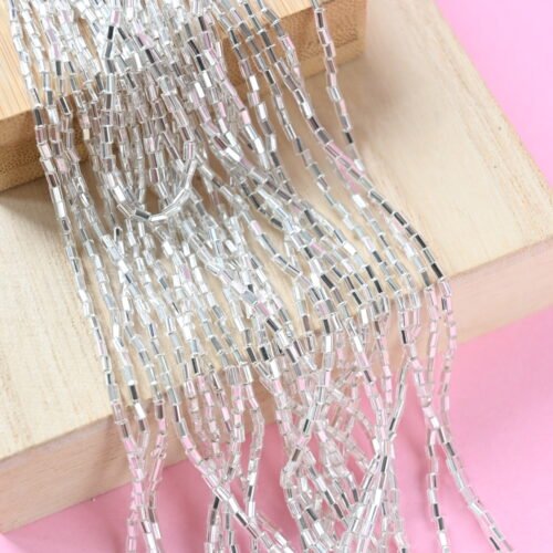 Bugle Beads 1" Facetted Silver 78102 (sidabras)