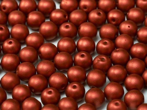 Karoliukai Round Metallic 4mm Lava Red (raudona) 01890