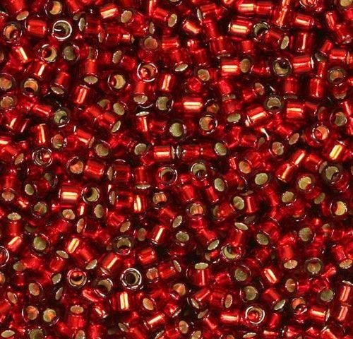 Seed Beads 11/0 Silver Lined Ruby (raudona) 0011