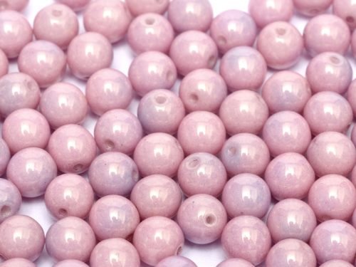 Karoliukai Round Lustered 4mm Chalk White Lila Luster
