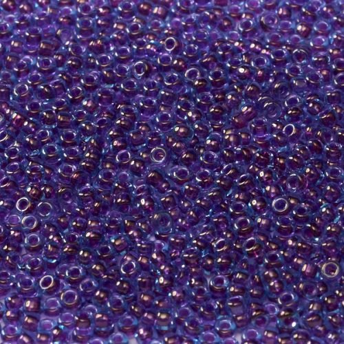 Biseris Seed Beads 11/0 Fuchsia Lined Aqua Luster