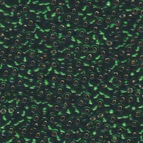 Biseris Seed Beads 11/0 Green Silver Lined (žalia) 0016