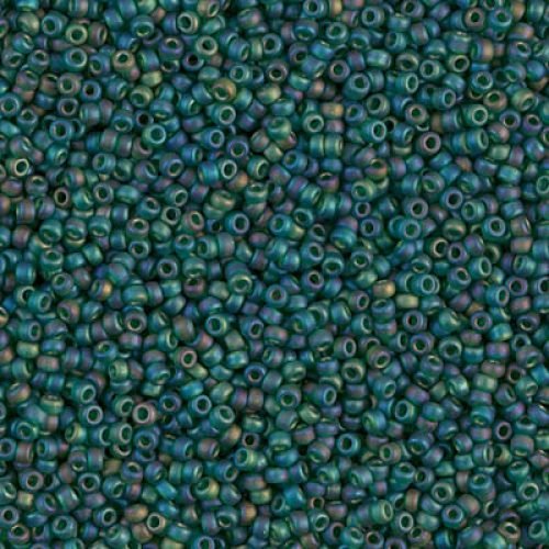 Biseris Seed Beads 11/0 Matted Transp Dk Emerald AB (mėlyna) 0156FR