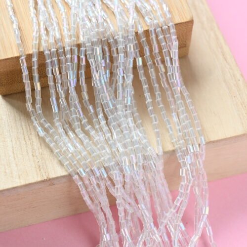 Bugle Beads 1'' Facetted Crystal AB 58205 (sidabras)