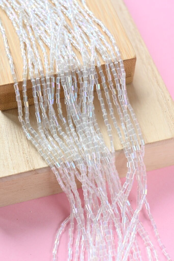 Bugle Beads 1'' Facetted Crystal AB 58205 (sidabras)
