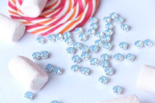 Preciosa Chaton MAXIMA SS39 (8.3mm) Light Sapphire Opal - padengta sidabru (4 vnt) - žydra