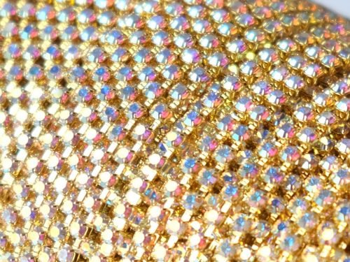Preciosa Kristalų grandinėlė su Chaton MAXIMA SS8.5 (2.5mm) Crystal AB - padengta auksu (10cm) - balta - Image 2