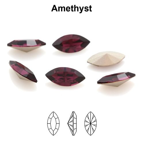 Preciosa 435 14 615 Navette MAXIMA 10x5mm Amethyst (violetinė) 4vnt - Image 2