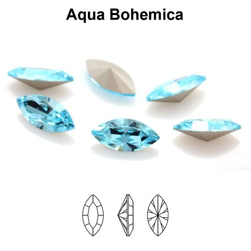 Preciosa 435 14 615 Navette MAXIMA 10x5mm Aqua Bohemica (žydra) 4vnt - Image 2