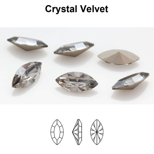 Preciosa 435 14 615 Navette MAXIMA 10x5mm Crystal Velvet (pilka) 4vnt - Image 2