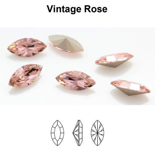 Preciosa 435 14 615 Navette MAXIMA 10x5mm Vintage Rose (rožinė) 4vnt - Image 2