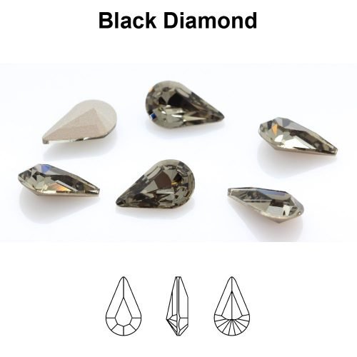 Preciosa 435 15 615 Pear MAXIMA 8x4.8mm Black Diamond (juoda) 10vnt - Image 2