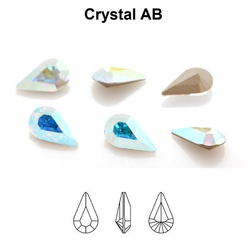 Preciosa 435 15 615 Pear MAXIMA 8x4.8mm Crystal AB (balta) 10vnt - Image 2