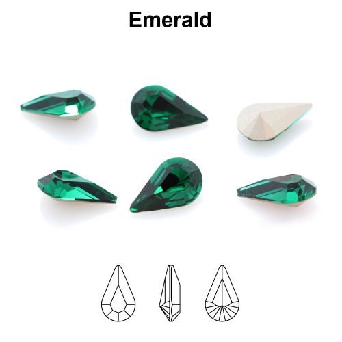 Preciosa 435 15 615 Pear MAXIMA 8x4.8mm Emerald (žalia) 10vnt - Image 2