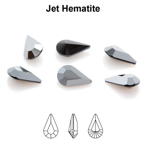 Preciosa 435 15 615 Pear MAXIMA 8x4.8mm Jet Hematite (juoda) 10vnt - Image 2