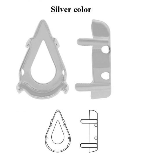 Tombako detalė sidabro spalvos Pear 8x4.8mm kristalams 10vnt