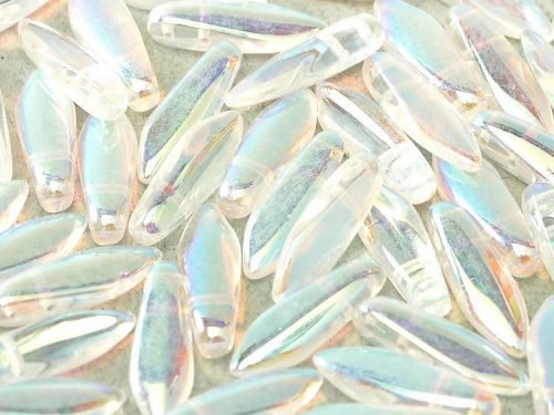 Karoliukai 2-hole Glass Daggers 5 x 16 mm Crystal AB (balta) 28701