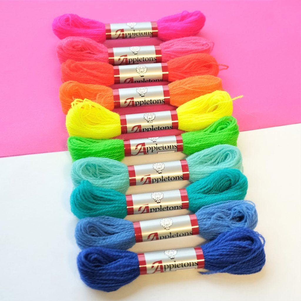 Appletons Wool vilnonių siuvinėjimo siūlų rinkinys NEON