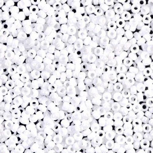 Biseris Seed Beads 11/0 White Opaque (balta) 0402