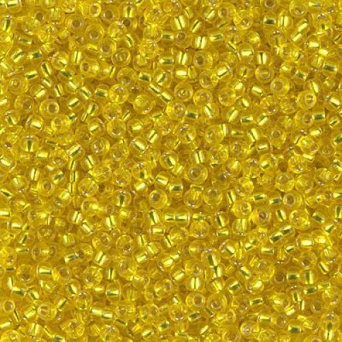 Biseris Seed Beads 11/0 Silver Lined Yellow (geltona) 0006