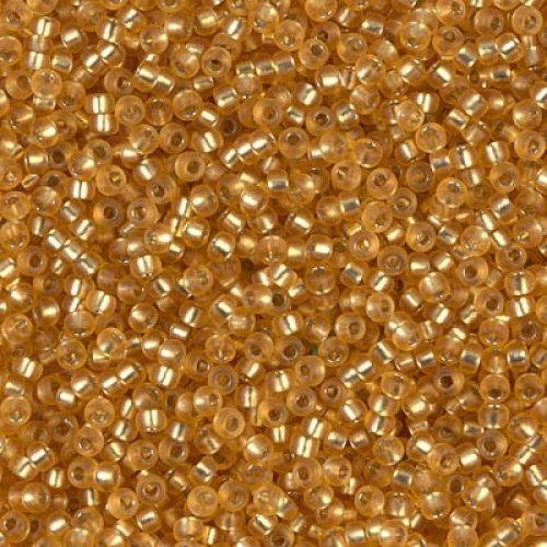 Biseris Seed Beads 11/0 Matted Silver Lined Dk Gold 0004F