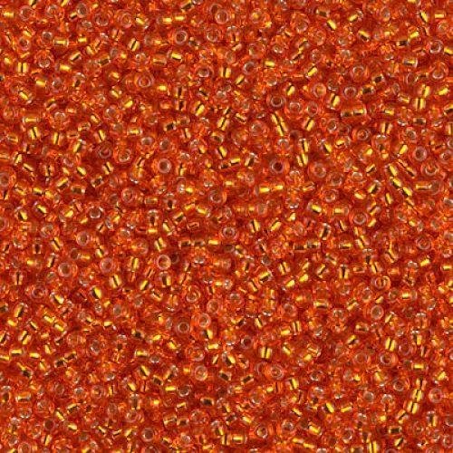 Biseris Seed Beads 11/0 Silver Lined Tangerine (oranžinė) 0009