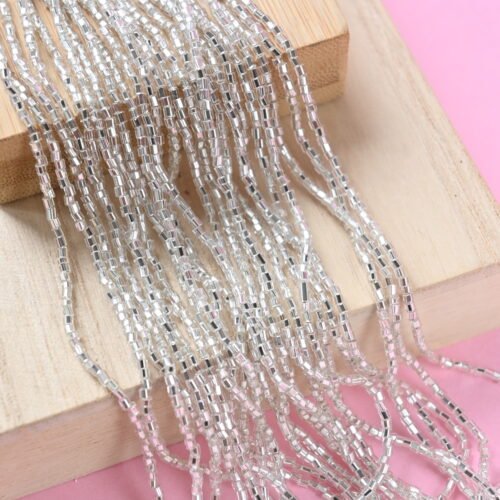 Bugle Beads 1/2'' Facetted Silver 78102 (sidabras)