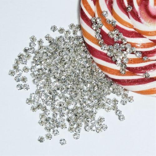 Preciosa MXM CHATON IN FLOWER S. SS18 (4.3mm) Crystal - padengta sidabru (30 vnt.)