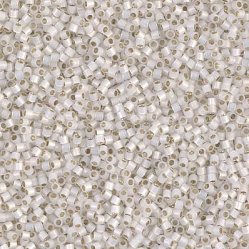 Biseris Delica 15/0 Glit Lined White Opal (balta) DBS0221