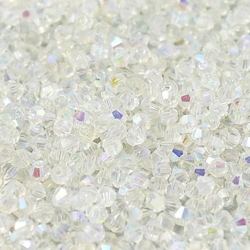 Bicone Beads 2mm Crystal AB 28701 (balta)