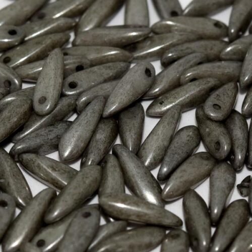 Glass Daggers 3x11 mm Chalk White Grey Luster 14449 (pilka)