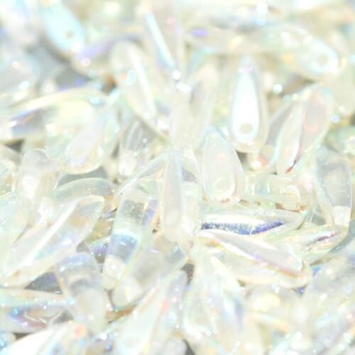 Glass Daggers 3x11 mm Crystal Full AB 28703 (balta)