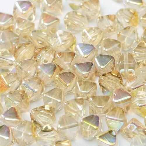 Karoliukai Bicone Beads 6 mm Crystal Lemon Rainbow 98534 (kreminė)