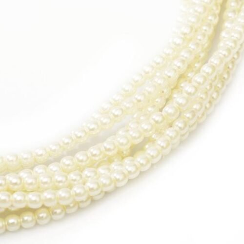 Karoliukai Glass Pearls Shiny 3 mm Light Cream 70740 (ivory)