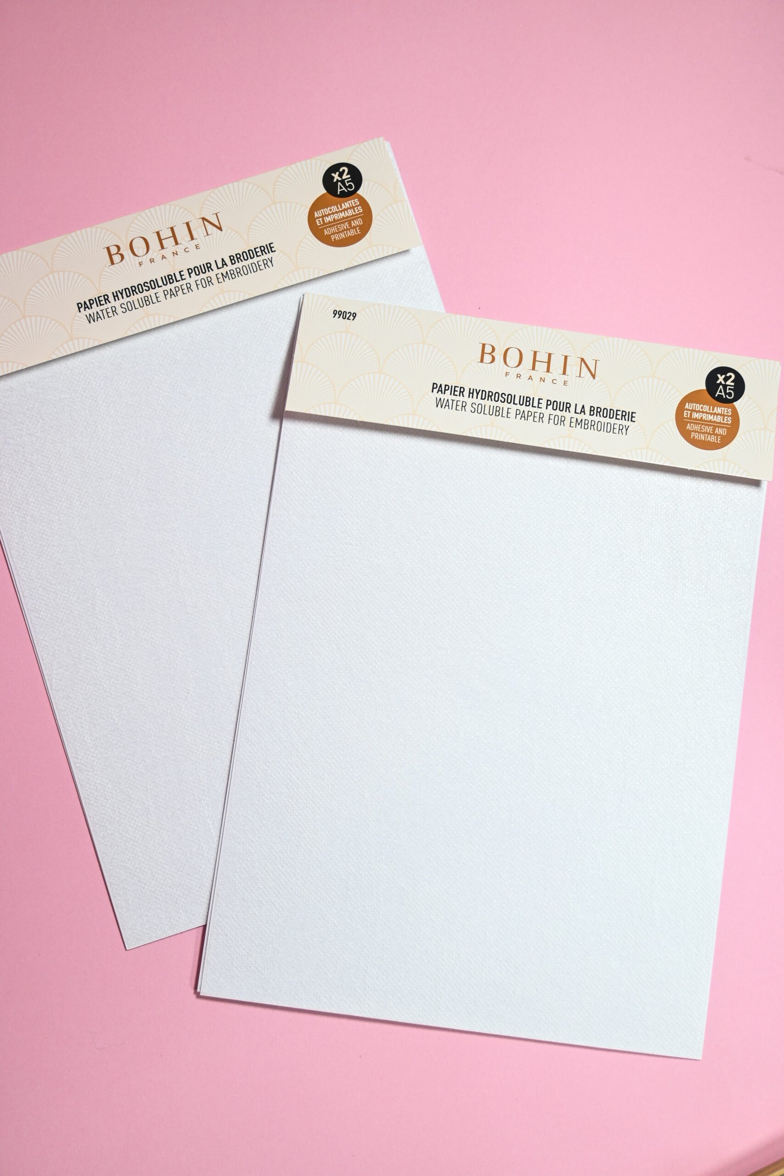 Vandenyje tirpus popierius siuvinėjimui BOHIN 2xA5
