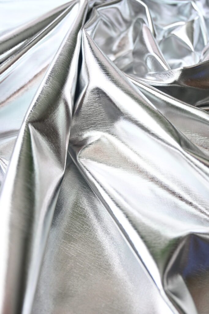 Shiny jersey fabric (silver) 37 x 26 cm cut piece