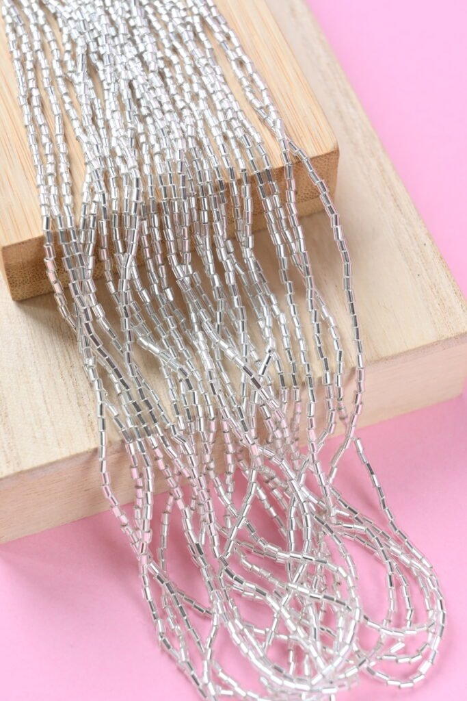 Round Bugle Beads 1" Silver 78102 (sidabras)