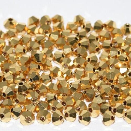 Karoliukai Bicone PRECIOSA Rondelle Bead 4mm Crystal Aurum Full