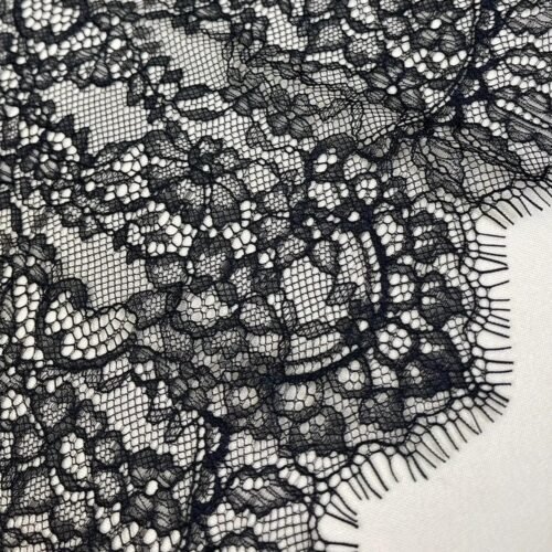 Black lace trim with small motifs, 23 cm wide