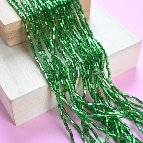 Bugle Beads 1'' Facetted with Square Hole Green 57120